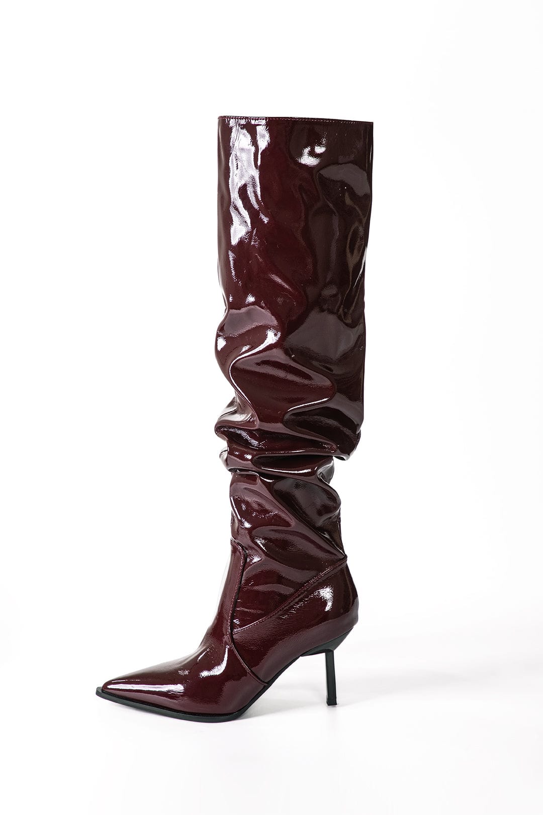 Ava | Lackleder-Stiefel mit gerafftem Schaft