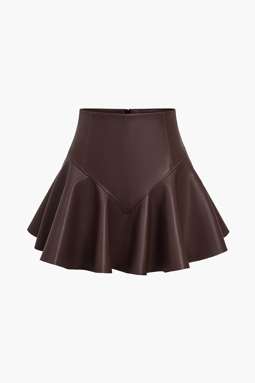 Marigold | Verspielter Kunstleder-Skaterrock mit High-Waist-Schnitt und ausgestelltem Saum