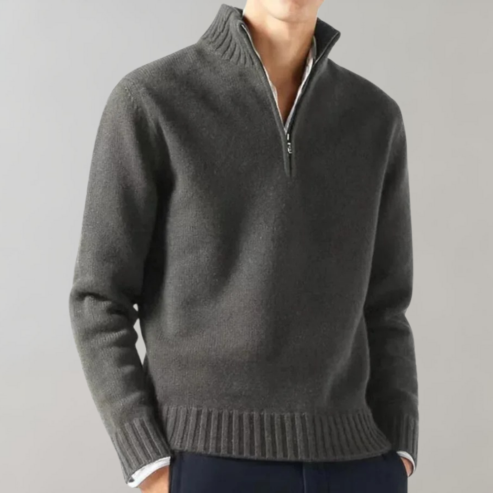 Adam | Eleganter Pullover mit halbem Reißverschluss