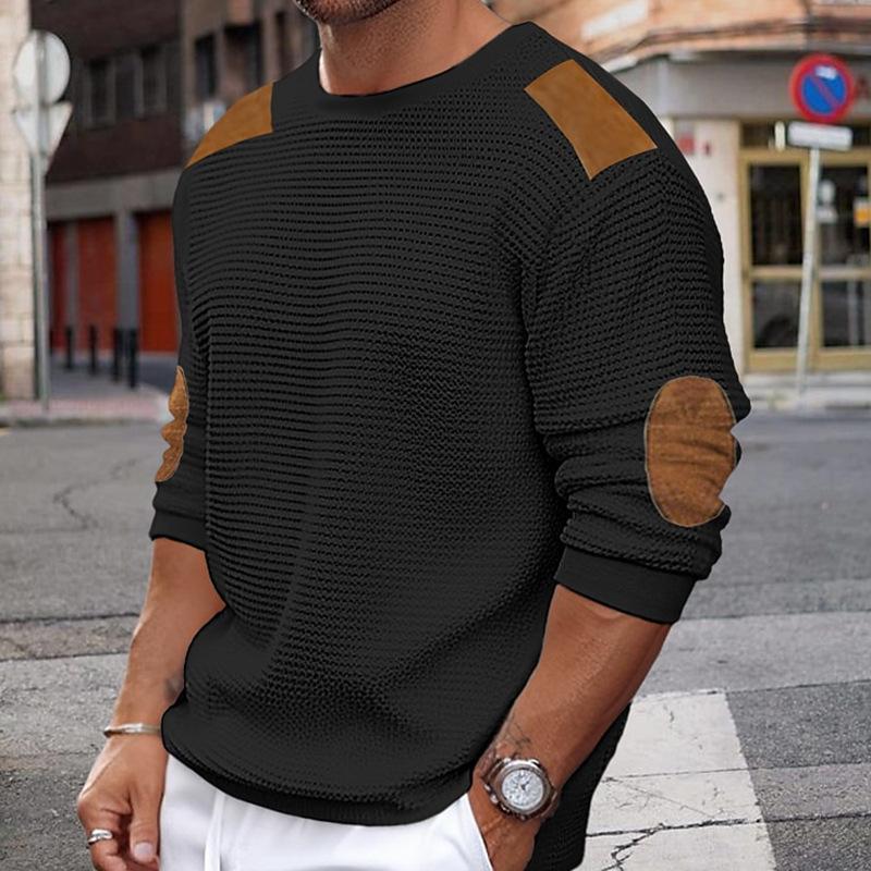 Wilbur | Weißer Strickpullover mit braunen Akzenten
