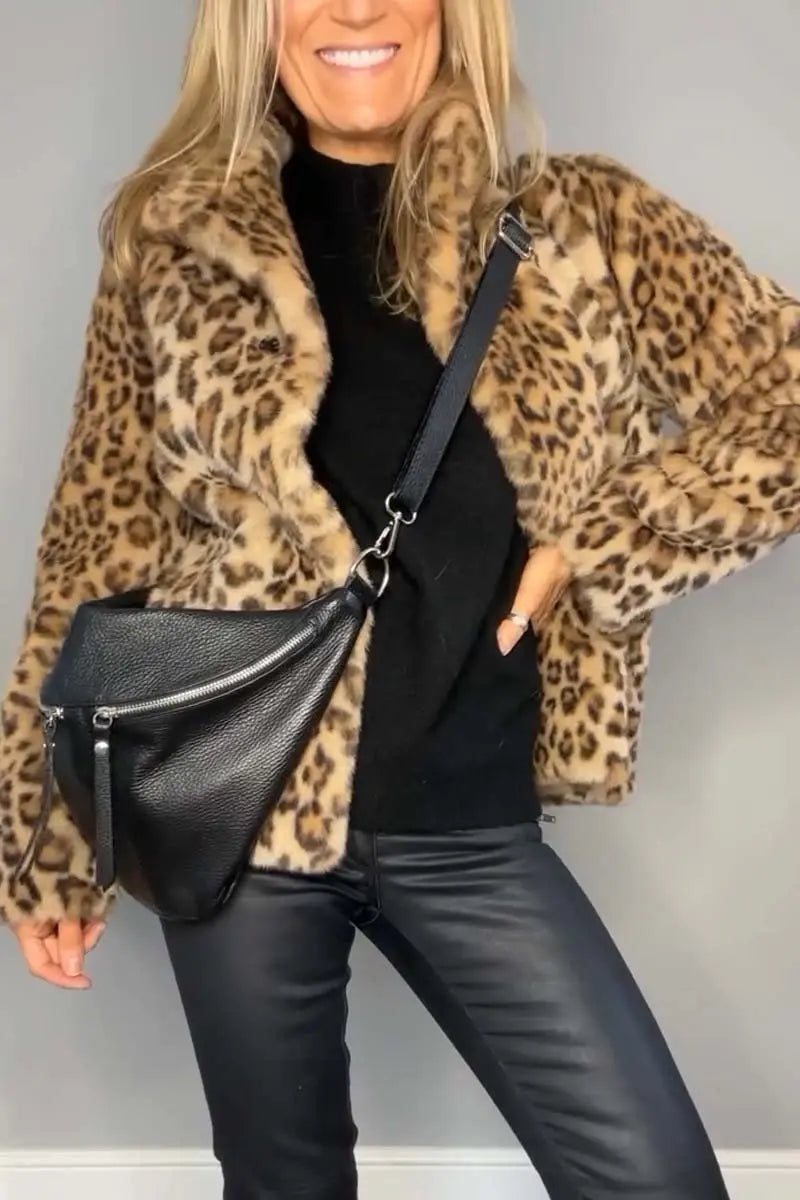 Leopard | Kunstfell-Jacke für den Winter