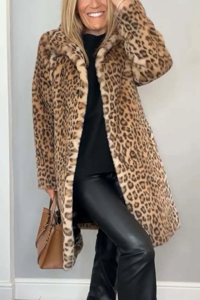 Leopard | Kunstfell-Jacke für den Winter