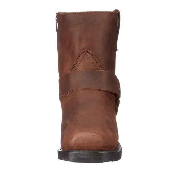 Damen-Mid-Cut-Lederstiefel im Bikerstil mit Harness-Detail