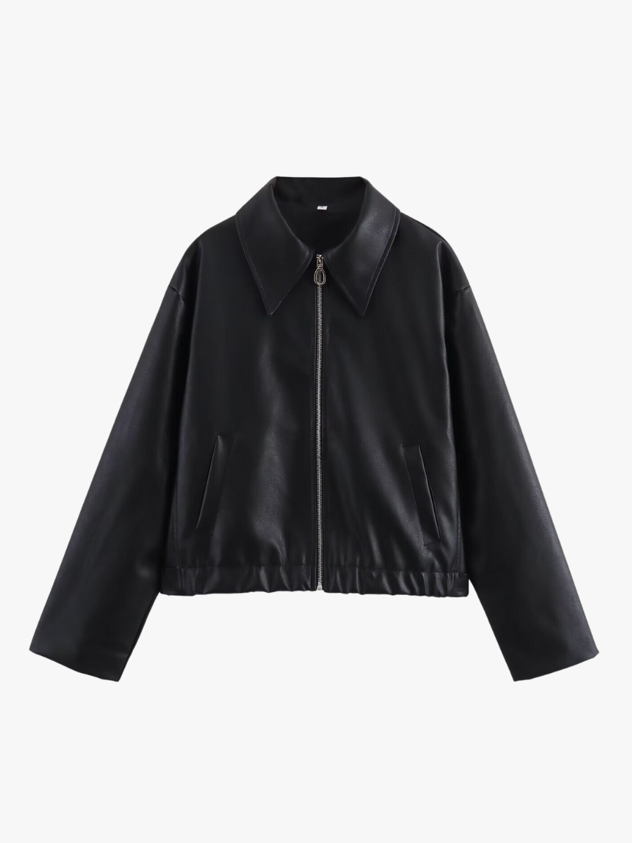 Mirabelle | Modische Kunstlederjacke in Weinrot