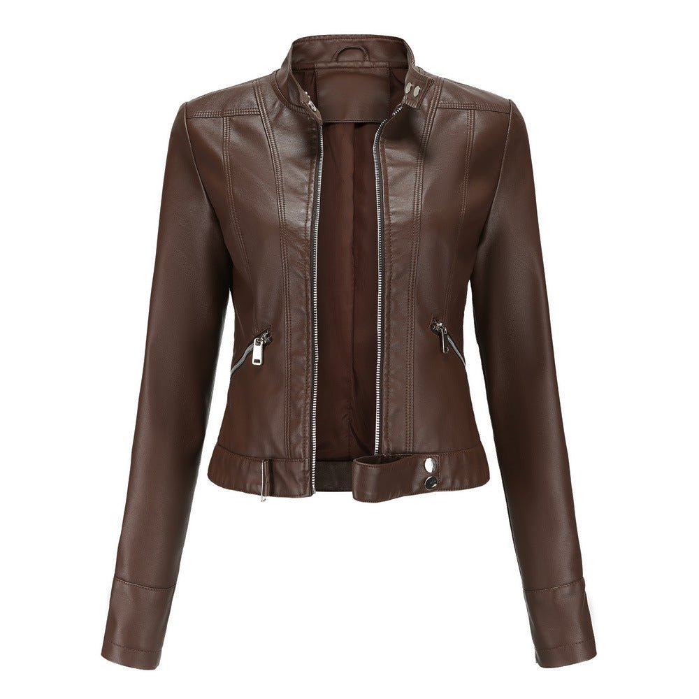 Elegante Jacke im Biker-Stil – Kurzjacke mit Reißverschluss und Stehkragen