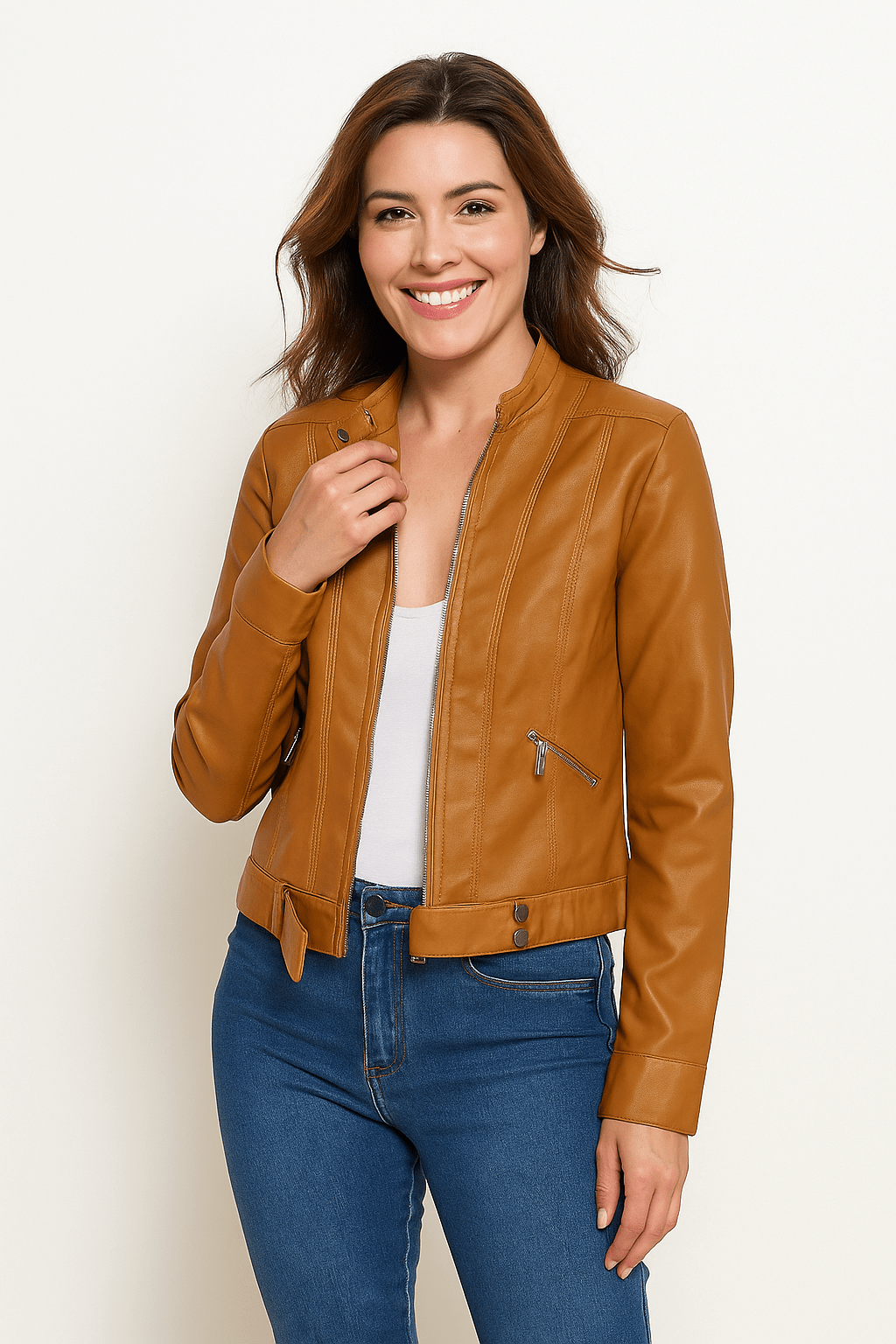 Elegante Damen Bikerjacke mit tailliertem Schnitt und modernem Design